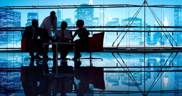 Silhouette Group of Business People Meeting Silhouette Group of Business People Meeting